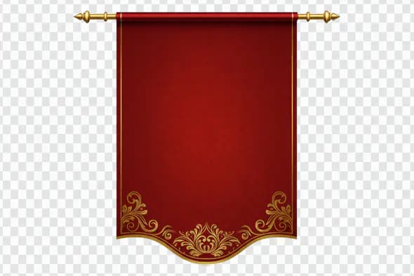 Elegant Red and Gold Vertical Banner PNG Clipart for Premium Designs