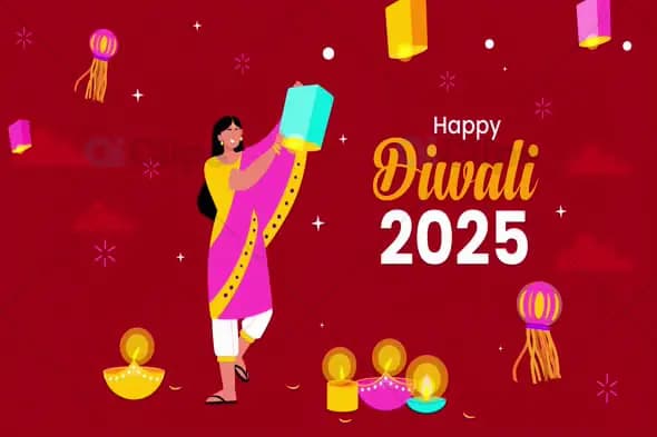 Happy Diwali 2025 Animation with Lanterns and Diyas