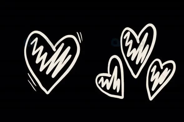Hand-Drawn Heart Animation on Black Background