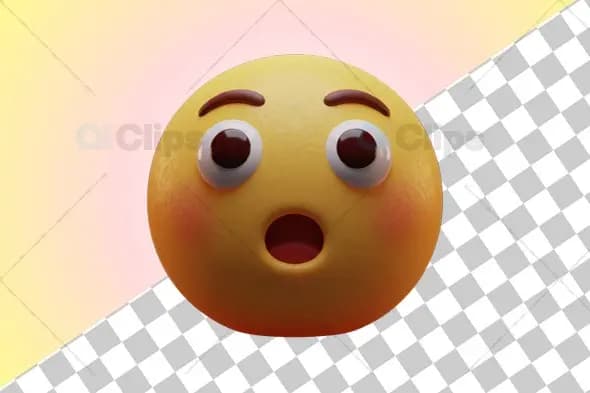 Curious Yellow 3D Emoji Face