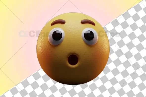 Surprised Yellow 3D Emoji Face