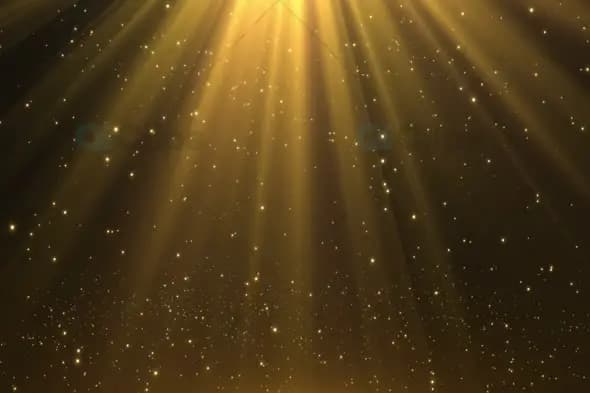 Golden Light Rays with Glitter Background