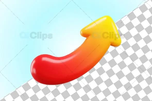 3D Glossy Upward Arrow with Gradient Finish
