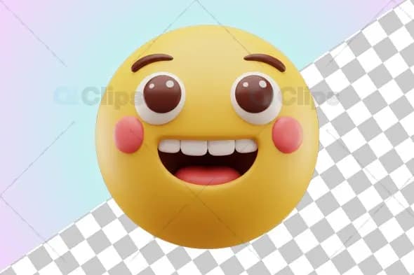 Excited Blushing Emoji 3D Model