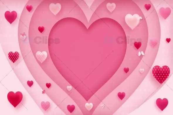 Romantic Pink Heart Layers Background Animation