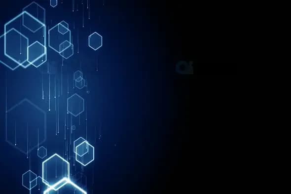 Futuristic Hexagon Digital Animation with Glowing Blue Lines