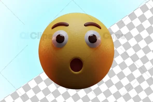 Astonished Yellow 3D Emoji Face
