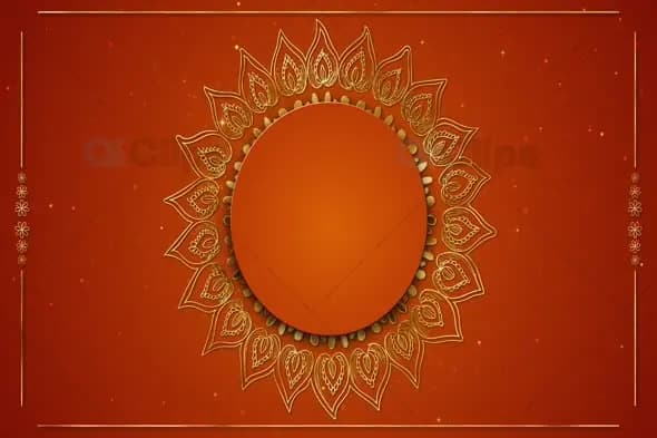 Golden Mandala on Radiant Orange Background