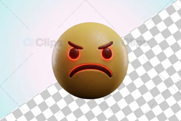 3D Angry Emoji with Red Glow Effect