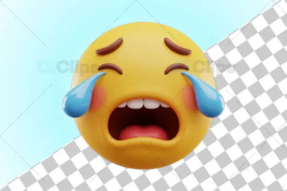 3D Sad Crying Emoji with Tears