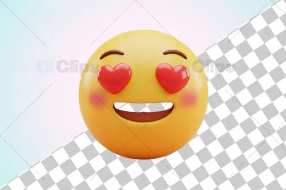 Red Heart Eyes Smiling 3D Emoji