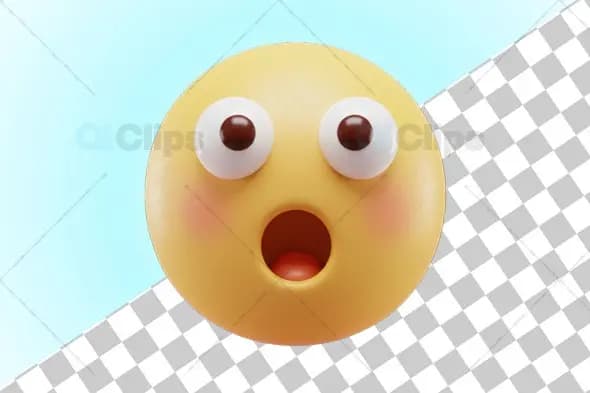 Shocked 3D Emoji with Blush