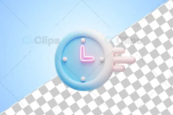 Minimalist 3D Clock Illustration