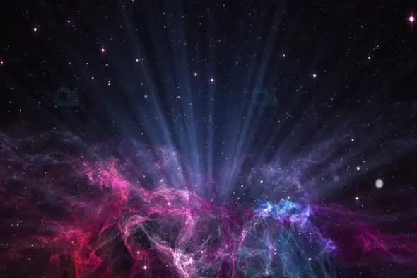 Cosmic Nebula Rays with Starry Background