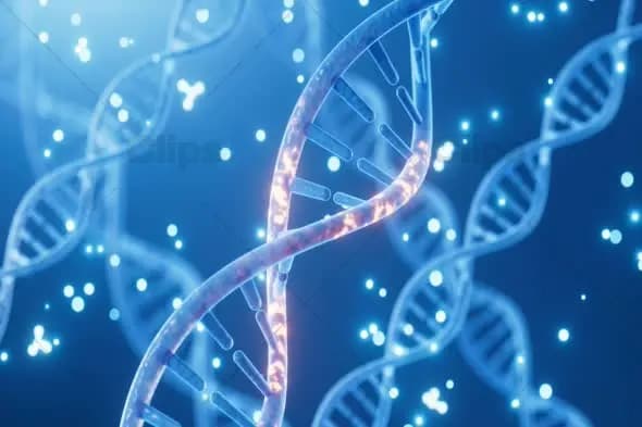 Glowing DNA Helix with Molecular Background