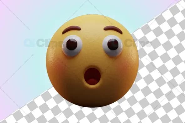 Surprised 3D Emoji Face