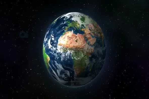 Rotating Earth in Space with Starry Background