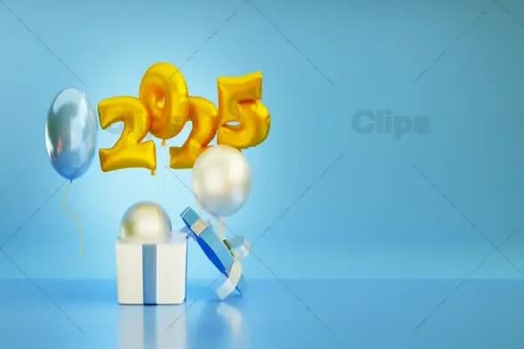 Festive 2025 Balloons and Gift Box Animation
