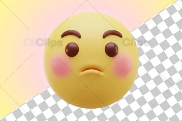 Pensive Blushing 3D Emoji