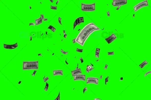Realistic Falling Dollar Bills Animation with Green Screen