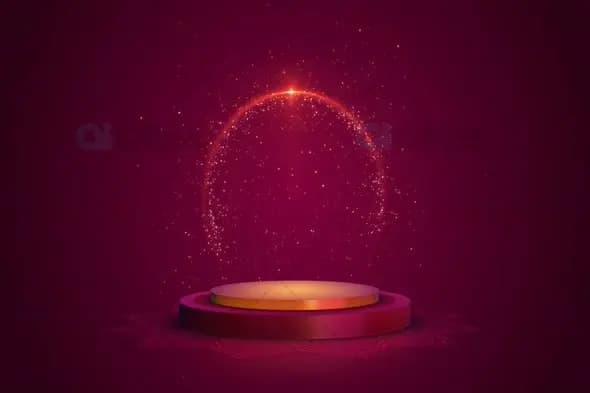 Elegant Red Stage with Sparkling Glow Animation