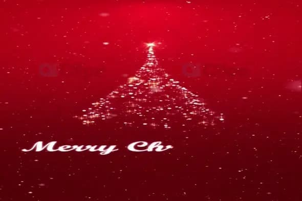 Sparkling Christmas Tree on Red Background