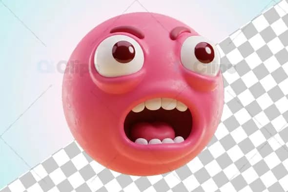 Surprised Pink 3D Emoji Face