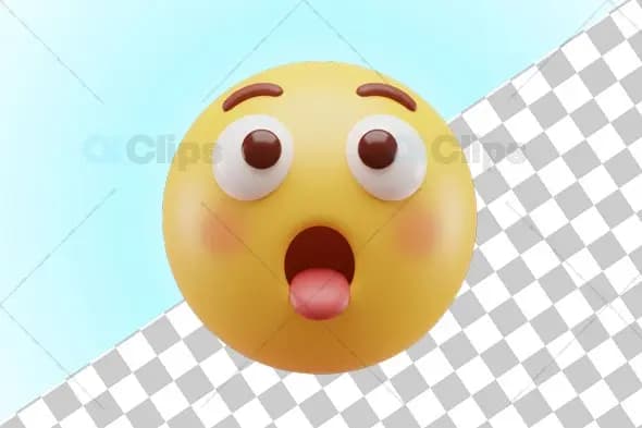 Surprised Tongue-Out 3D Emoji