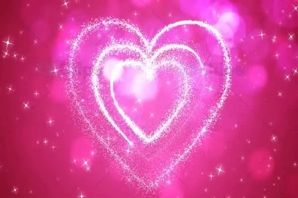 Glittering Heart Animation on Pink Sparkle Background