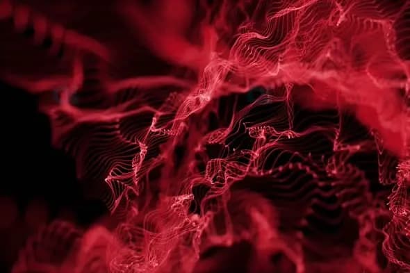 Abstract Red Waveforms on Black Background