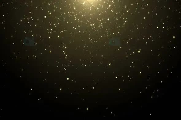 Golden Sparkling Particles with Radiant Light