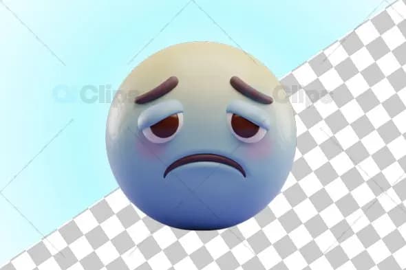 Blue Sad Face 3D Emoji