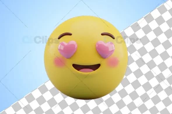 Pink Heart Eyes Love 3D Emoji
