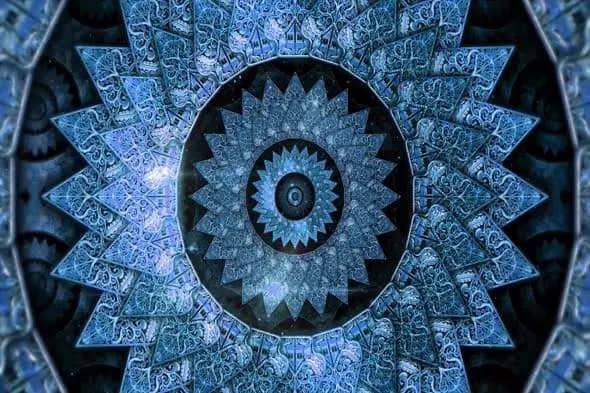 Intricate 3D Mandala Design with Metallic Blue Details