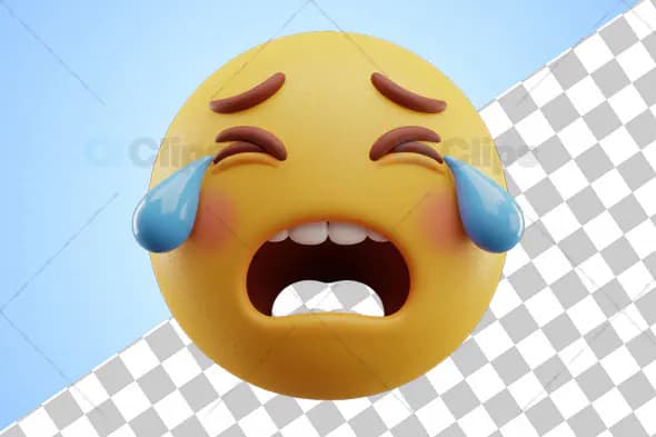 3D Crying Emoji with Emotional Tears