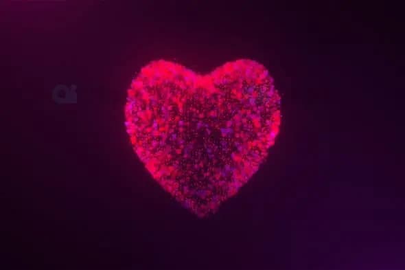 Glowing Heart Particle Animation with Vibrant Neon Effect