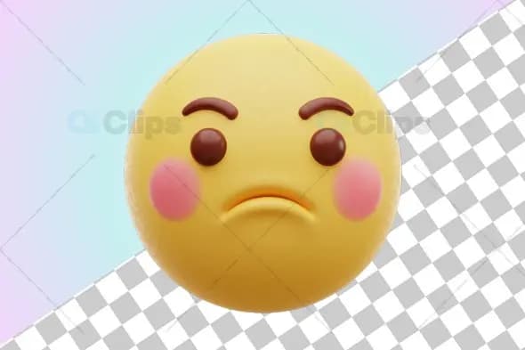 Blushing Pensive 3D Emoji