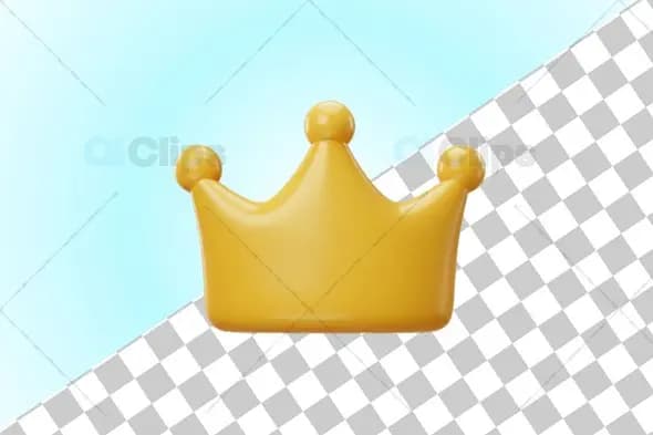 Vibrant Yellow 3D Crown Illustration
