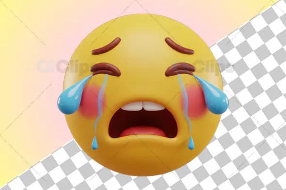 3D Crying Emoji with Tears