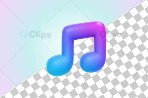 3D Gradient Music Note Icon