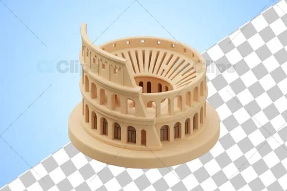 3D Miniature Roman Colosseum Architecture Model