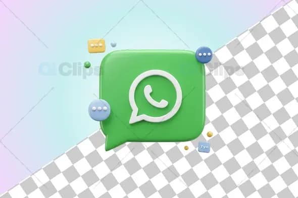 3D WhatsApp Logo with Floating Message Bubbles