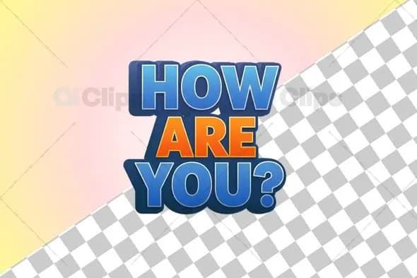 3D "How Are You?" Text Icon with Dual Tone