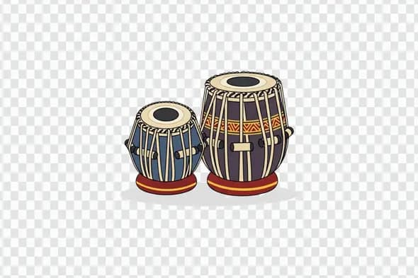 Artistic Indian Tabla Drum Pair Illustration PNG Clipart