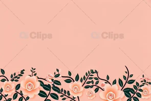 Elegant Rose Border Animation on Coral Background