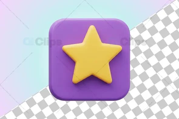 3D Star Rating Icon Illustration