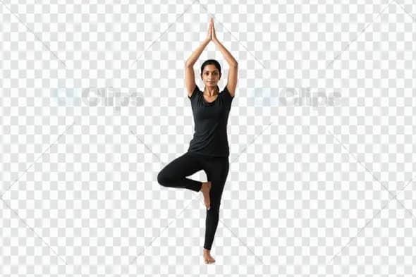 Yoga Tree Pose on Transparent Background