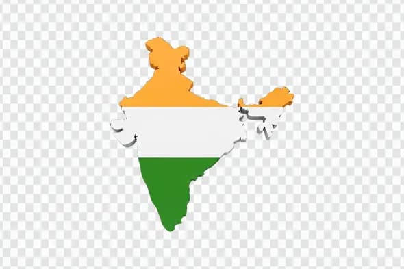 3D Indian Map with Tricolor Flag Clipart PNG
