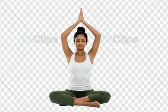 Peaceful Yoga Meditation Pose on Transparent Background