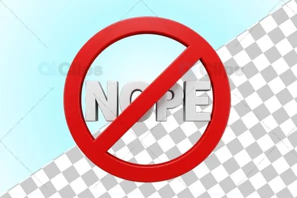 3D "NOPE" Warning Sign